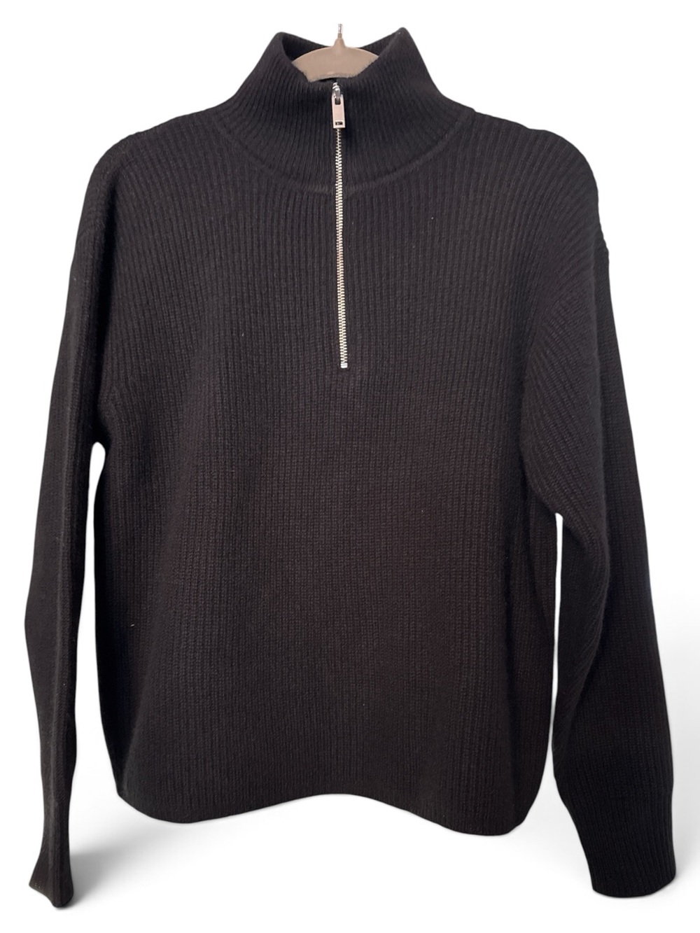 Quince Mongolian Cashmere Fisherman Quarter Zip Sweater Black Small NWT